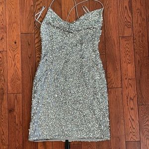 Silver sequin dress
